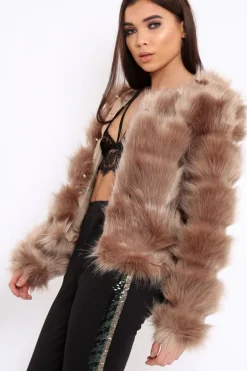 Rebellious Fashion Camel Faux Fur Jacket - Amaria