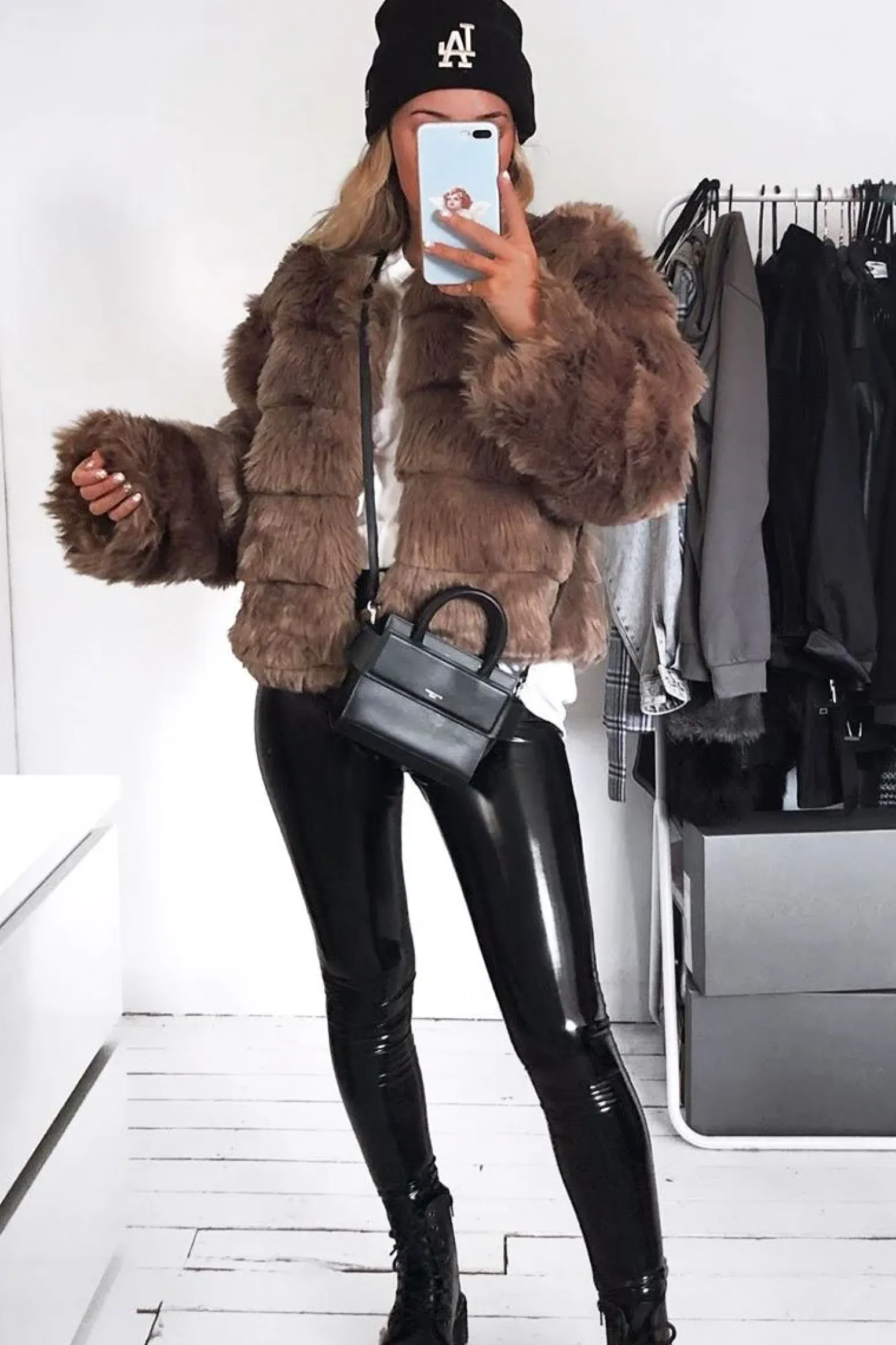 Rebellious Fashion Camel Faux Fur Jacket - Estelle