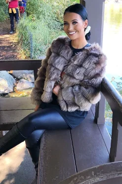 Rebellious Fashion Camel Faux Fur Jacket - Estelle