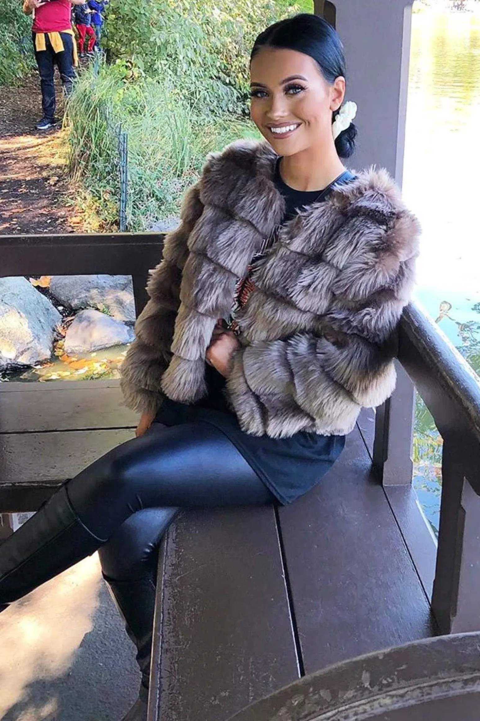 Rebellious Fashion Camel Faux Fur Jacket - Estelle