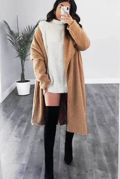 Rebellious Fashion Camel Faux Fur Teddy Coat - Reegan