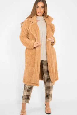 Rebellious Fashion Camel Faux Fur Teddy Coat - Reegan