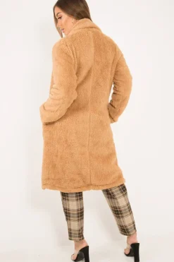 Rebellious Fashion Camel Faux Fur Teddy Coat - Reegan
