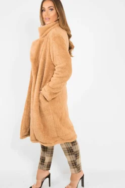 Rebellious Fashion Camel Faux Fur Teddy Coat - Reegan