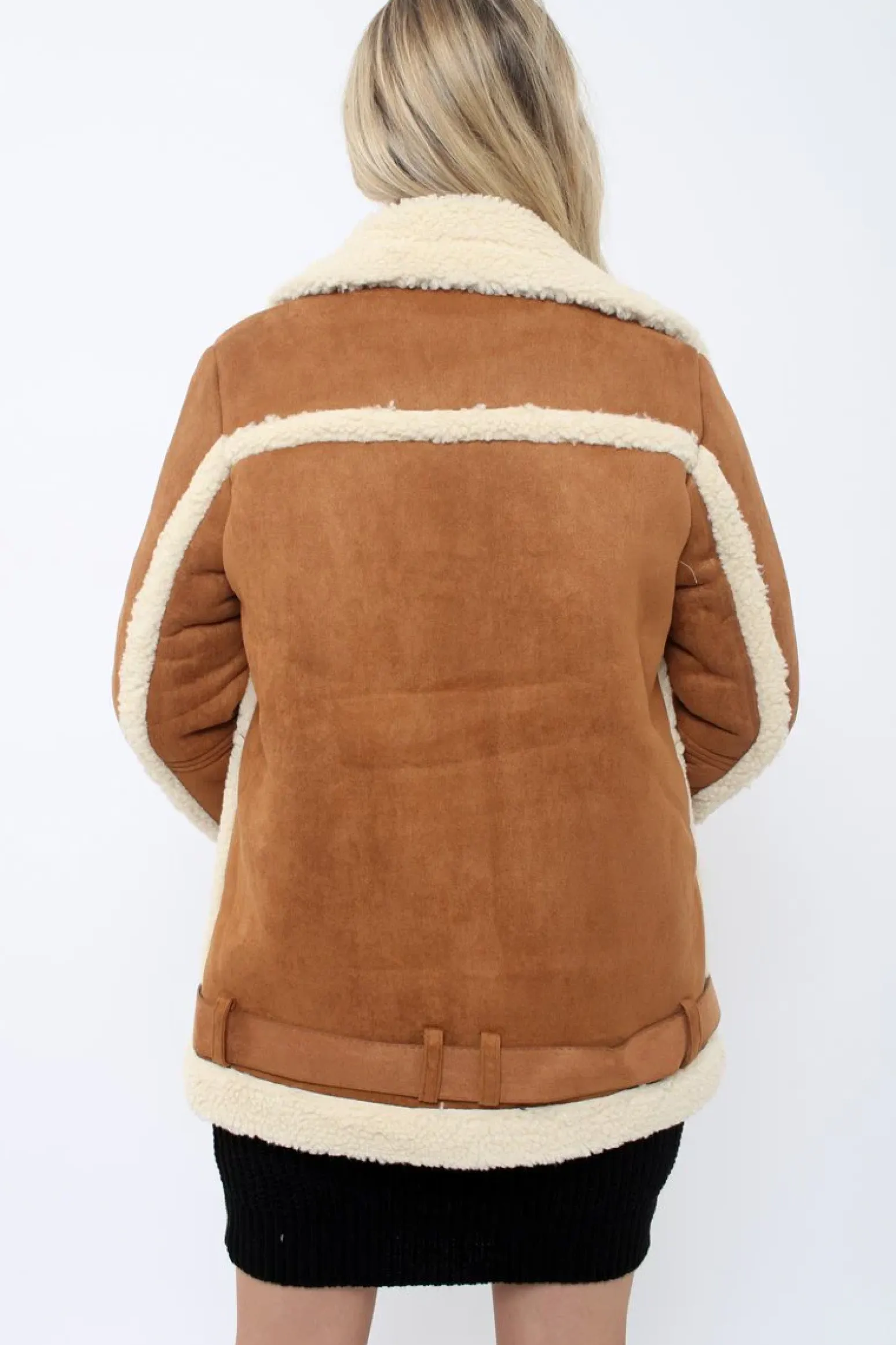 Rebellious Fashion Camel Faux Shearling Coat - Scarlett