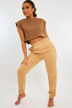 Rebellious Fashion Camel Front Piping Joggers - Jordyn