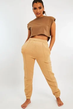 Rebellious Fashion Camel Front Piping Joggers - Jordyn