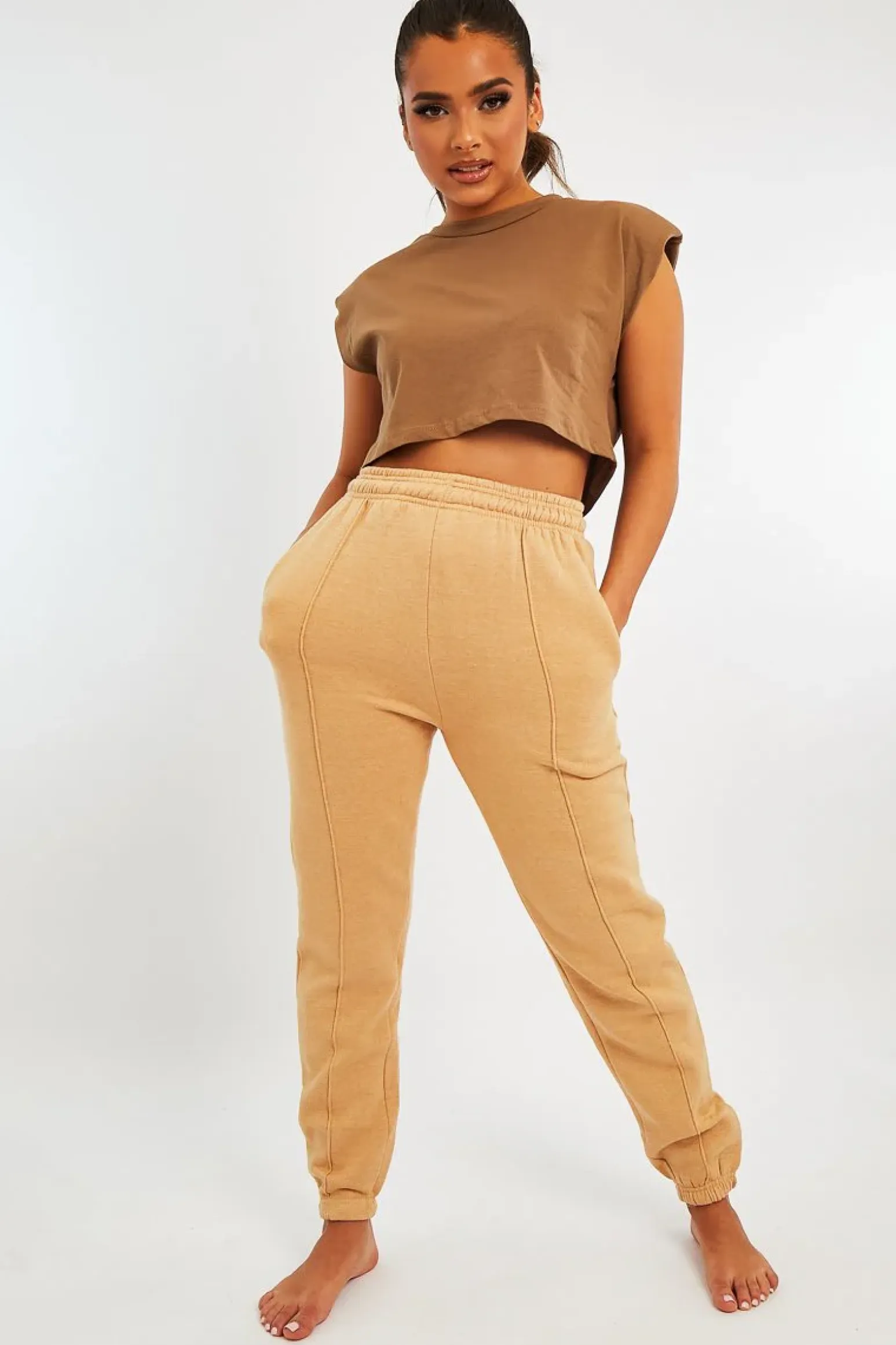 Rebellious Fashion Camel Front Piping Joggers - Jordyn