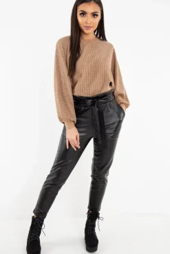 Rebellious Fashion Camel Glitter Stripe Batwing Jumper - Bowyn