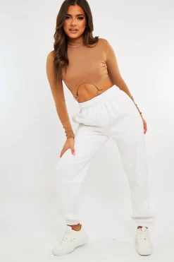 Rebellious Fashion Camel High Neck Cropped Ring Detail Crop Top - Maebel