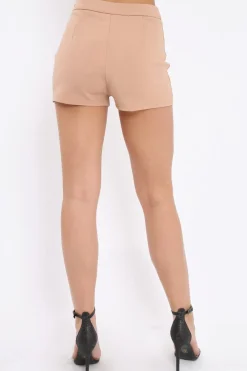 Rebellious Fashion Camel High Waisted Shorts - Alicina
