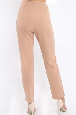 Rebellious Fashion Camel High Waisted Trousers - Zeenia