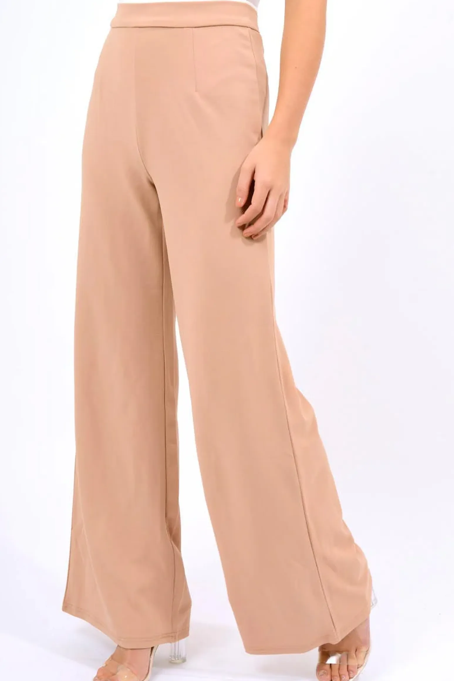 Rebellious Fashion Camel High Waist Flare Trousers -Tisha