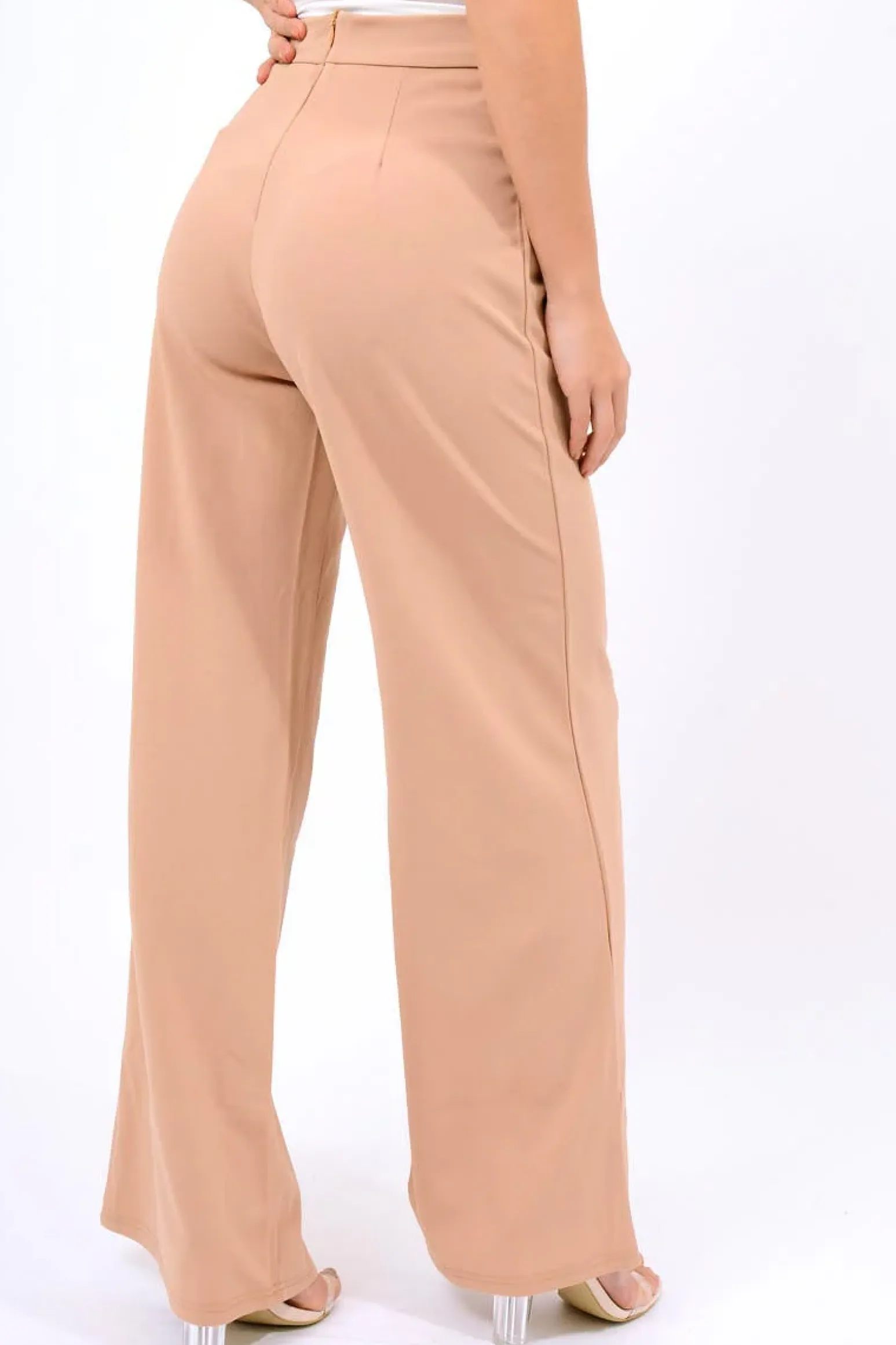 Rebellious Fashion Camel High Waist Flare Trousers -Tisha