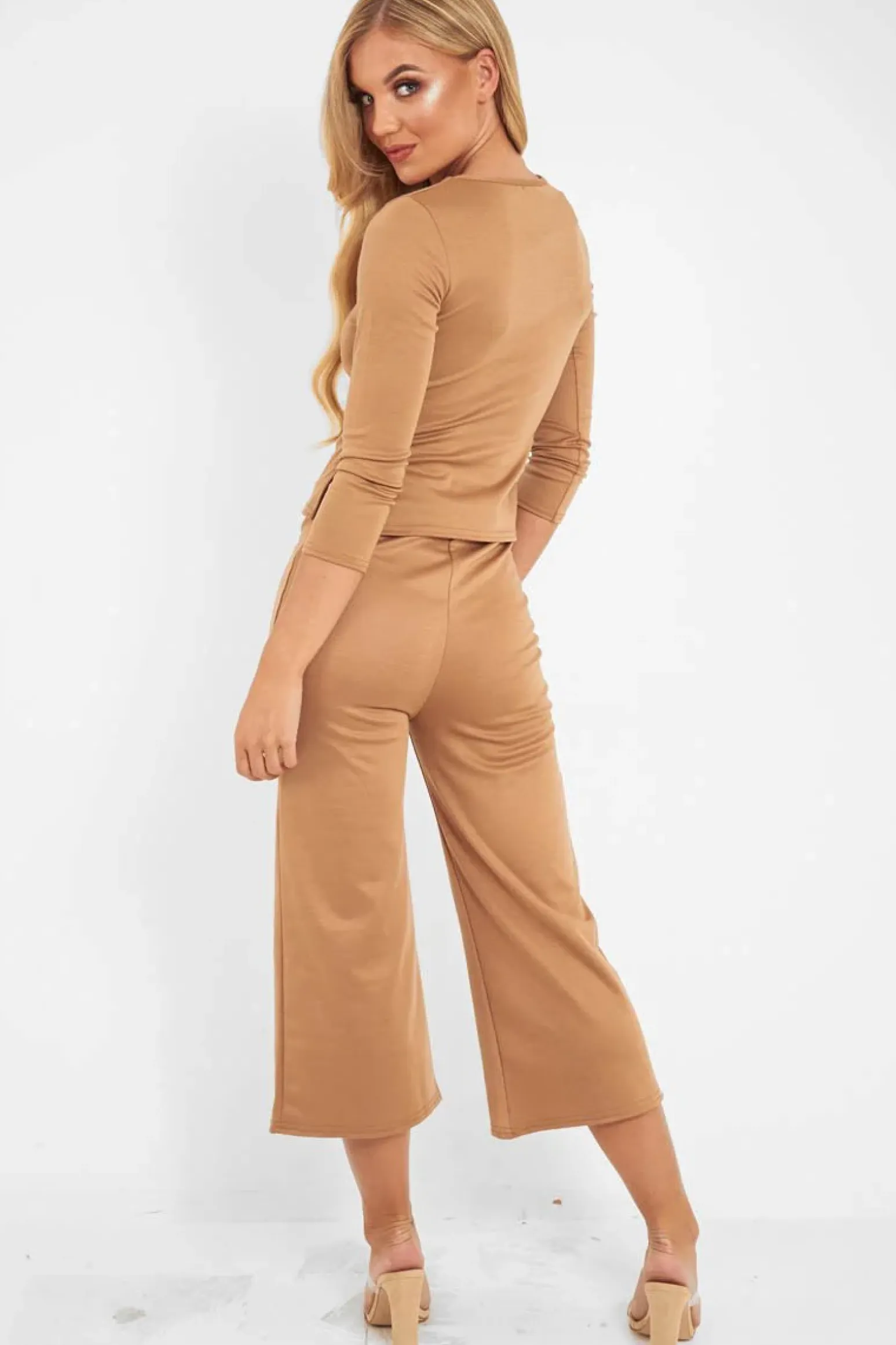 Rebellious Fashion Camel Keyhole Top Culotte Co-Ord - Raelinn