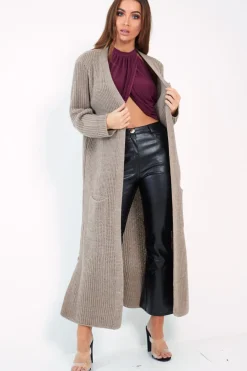 Rebellious Fashion Camel Knitted Longline Cardigan - Jadamarie