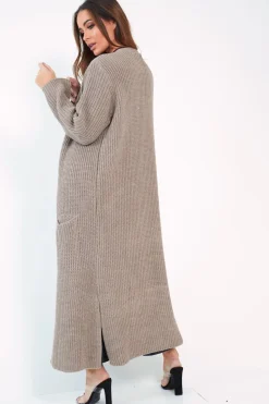 Rebellious Fashion Camel Knitted Longline Cardigan - Jadamarie