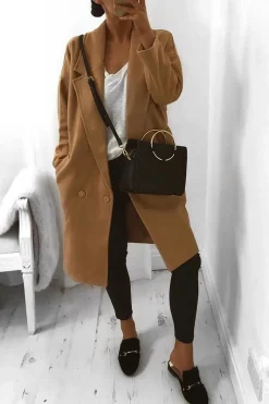 Rebellious Fashion Camel Long Duster Coat - Nina