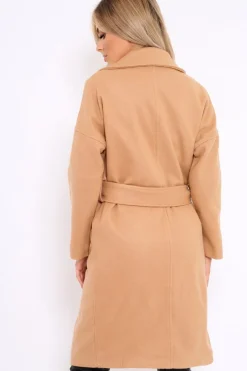 Rebellious Fashion Camel Long Duster Coat - Nina