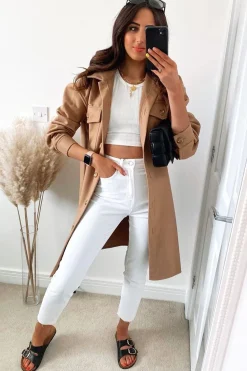 Rebellious Fashion Camel Longline Oversized Shacket - Sasha