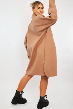 Rebellious Fashion Camel Longline Oversized Shacket - Sasha
