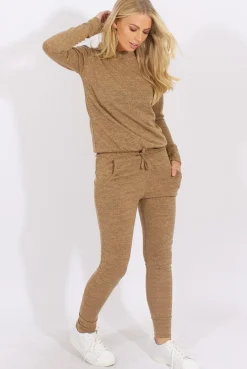 Rebellious Fashion Camel Loungewear Set - Josie
