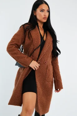 Rebellious Fashion Camel Mid Length Teddy Coat - Madelin