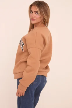 Rebellious Fashion Camel New York Print Sweatshirt - Eternity