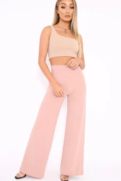 Rebellious Fashion Camel One Shouldered Crop Top - Kamri