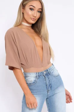 Rebellious Fashion Camel Plunge Bodysuit - Florence