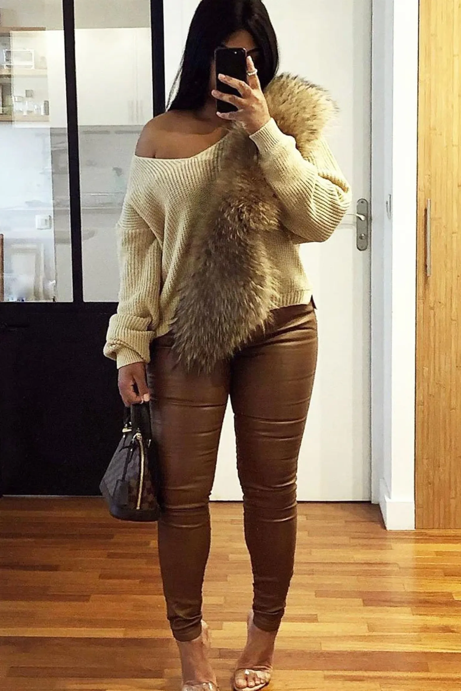 Rebellious Fashion Camel PU Coated Skinny Jeans - Rachell