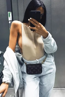 Rebellious Fashion Camel Side Boob Bodysuit - Adrionna