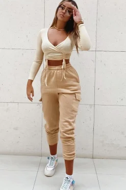 Rebellious Fashion Camel Side Cargo Pocket Joggers - Chantel
