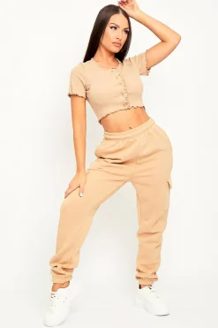 Rebellious Fashion Camel Side Cargo Pocket Joggers - Chantel