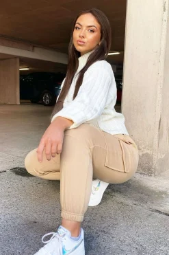 Rebellious Fashion Camel Side Cargo Pocket Joggers - Chantel