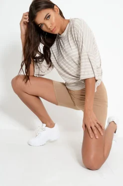 Rebellious Fashion Camel Slinky Bodycon Cycle Shorts - Elliana