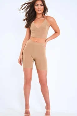 Rebellious Fashion Camel Slinky Plunge Bralet - Bobbi