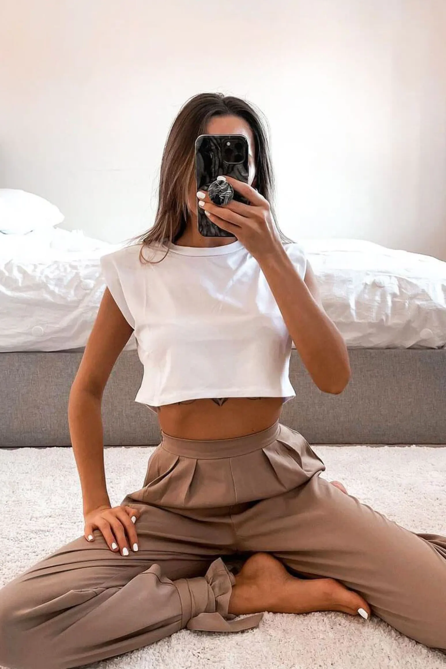 Rebellious Fashion Camel Straight Leg Ankle Tie Trouser - Darby