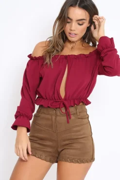 Rebellious Fashion Camel Suedette Shorts - Sadira