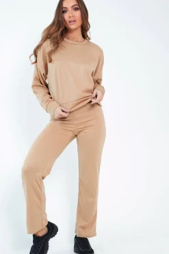 Rebellious Fashion Camel Sweatshirt Slim Jogger Tracksuit - Erieanna