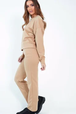 Rebellious Fashion Camel Sweatshirt Slim Jogger Tracksuit - Erieanna