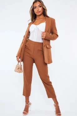 Rebellious Fashion Camel Tailored Blazer And Trouser Set - Raea