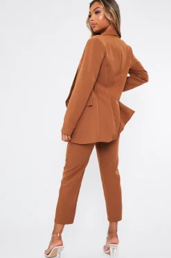 Rebellious Fashion Camel Tailored Blazer And Trouser Set - Raea
