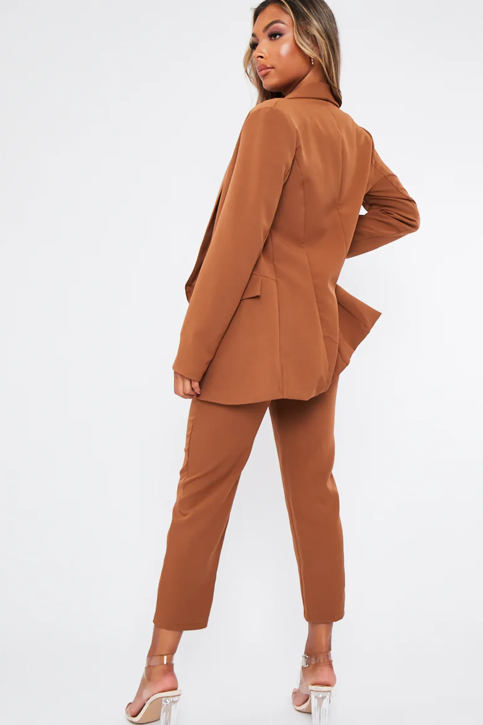 Rebellious Fashion Camel Tailored Blazer And Trouser Set - Raea