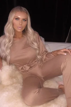 Rebellious Fashion Camel Tie at Waist Tracksuit - Sammie