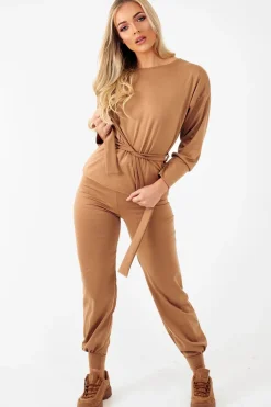 Rebellious Fashion Camel Tie at Waist Tracksuit - Sammie