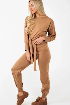 Rebellious Fashion Camel Tie at Waist Tracksuit - Sammie