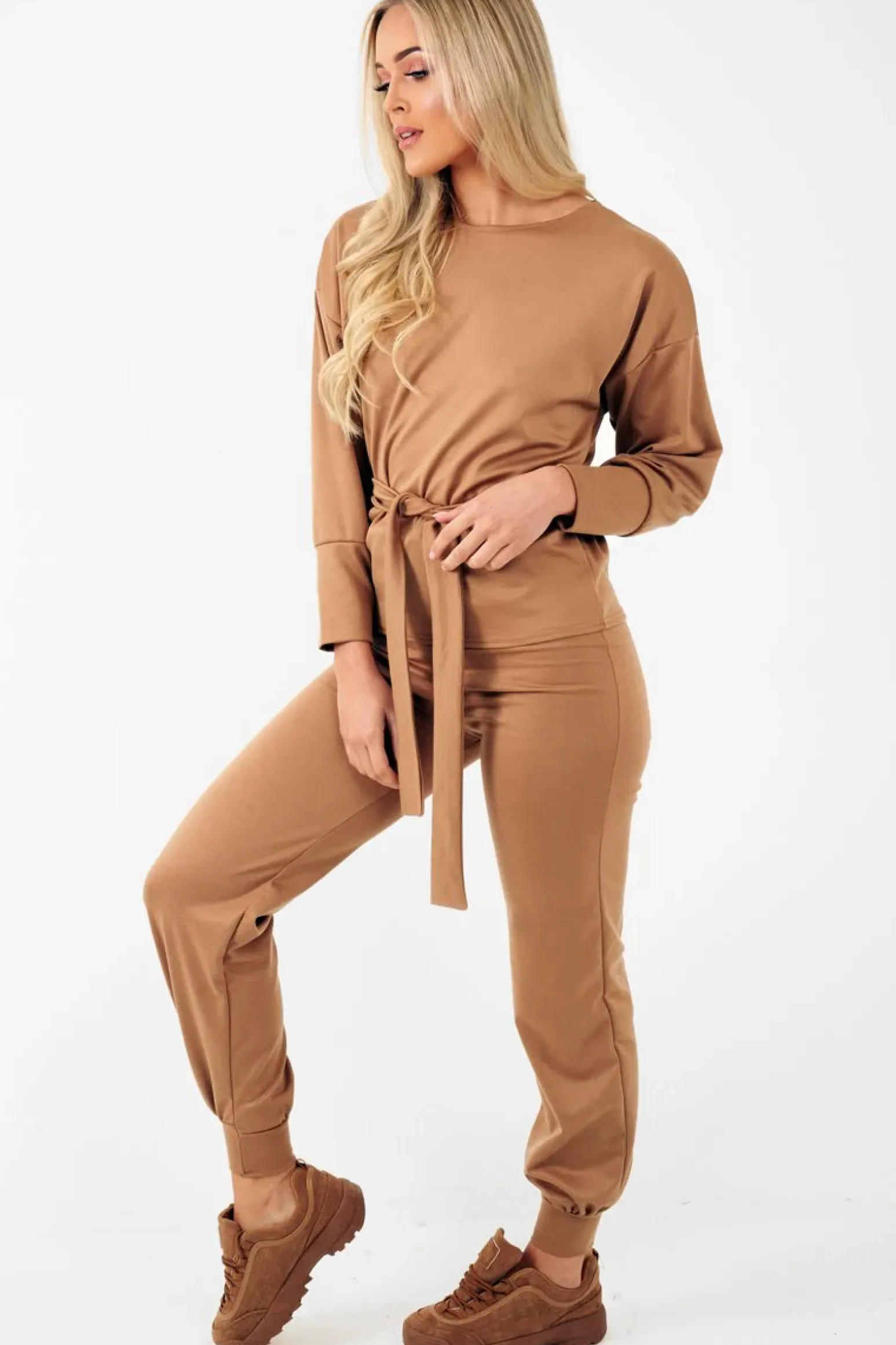 Rebellious Fashion Camel Tie at Waist Tracksuit - Sammie