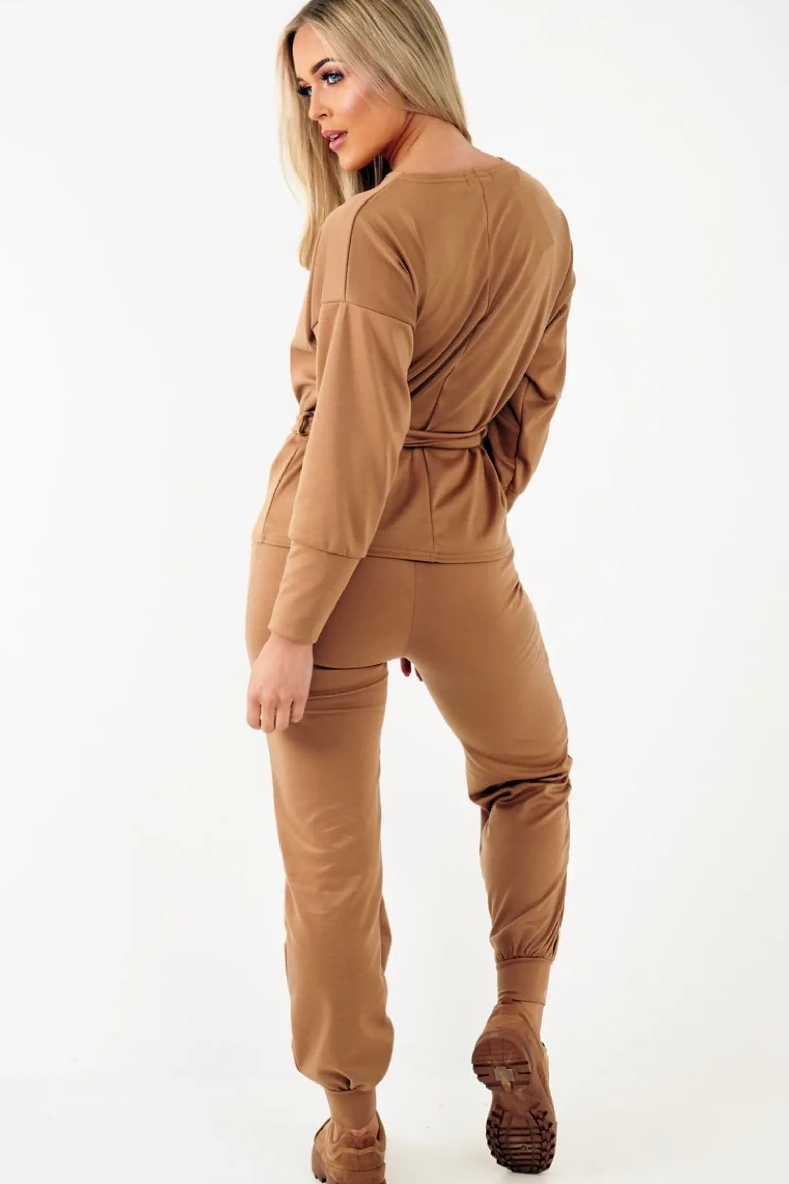 Rebellious Fashion Camel Tie at Waist Tracksuit - Sammie