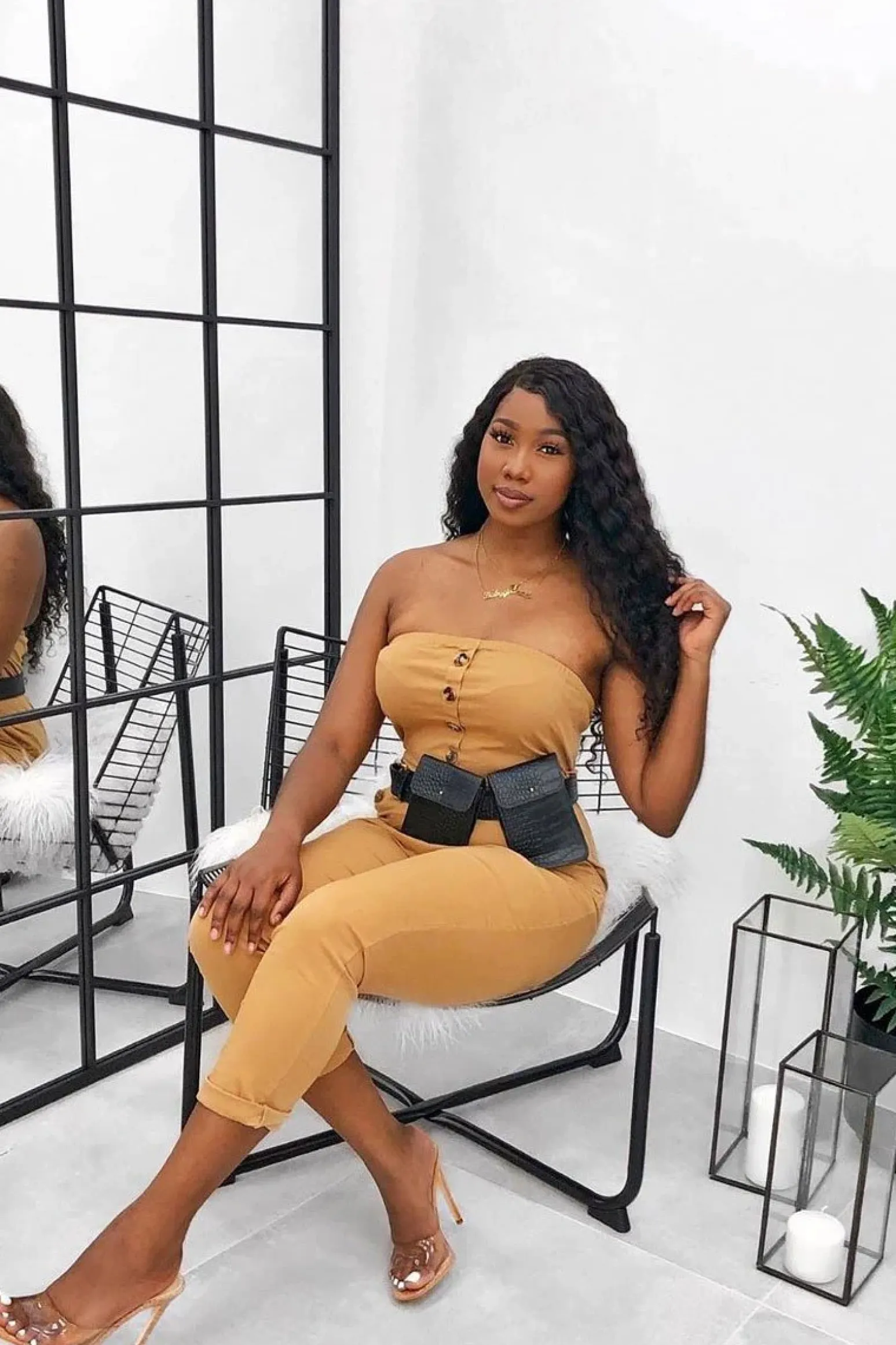 Rebellious Fashion Camel Tie Waist Sleeveless Jumpsuit - Tamya